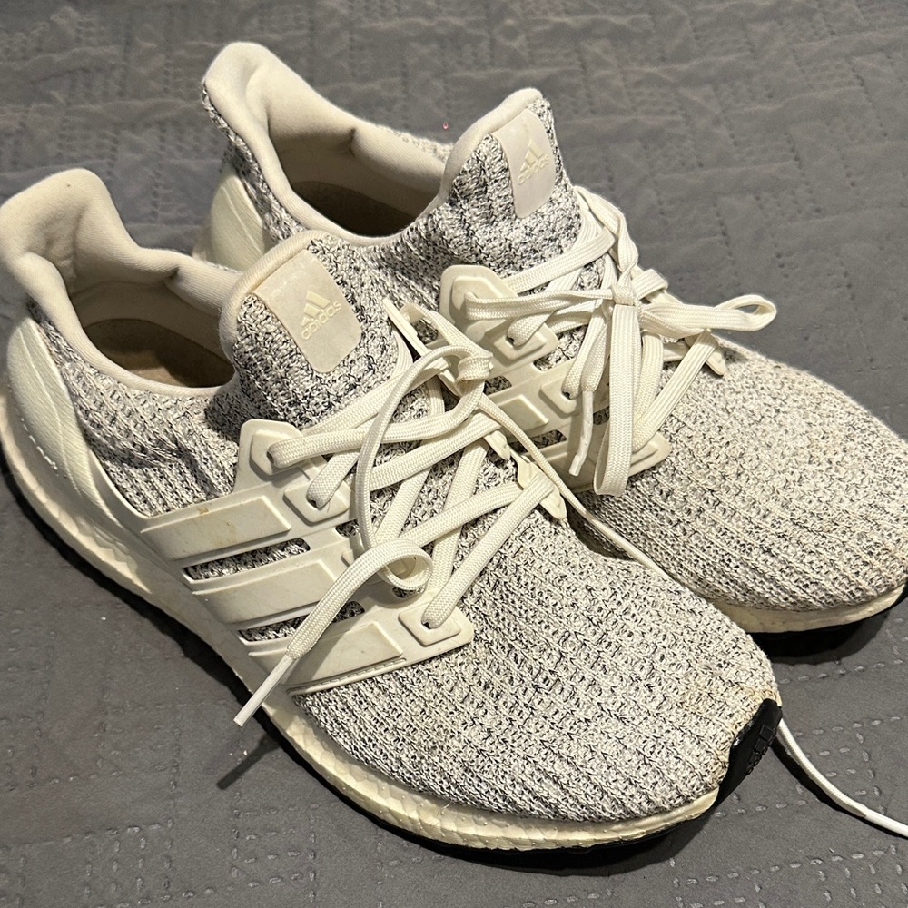 Adidas Cream and Gray Running Shoes